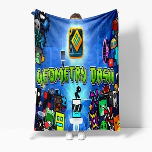 Nouvelle couverture en fibre de polyester tissée avec motif géométrique 3D, imprimé Geometry Dash, pour la maison et les voyages - Product Image 5