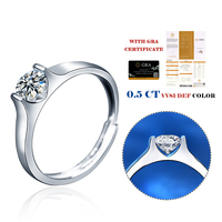 Bague de fiançailles en argent sterling XJZ045 avec moissanite taille cœur flèches 0,5 carat VVS1 pour hommes et femmes