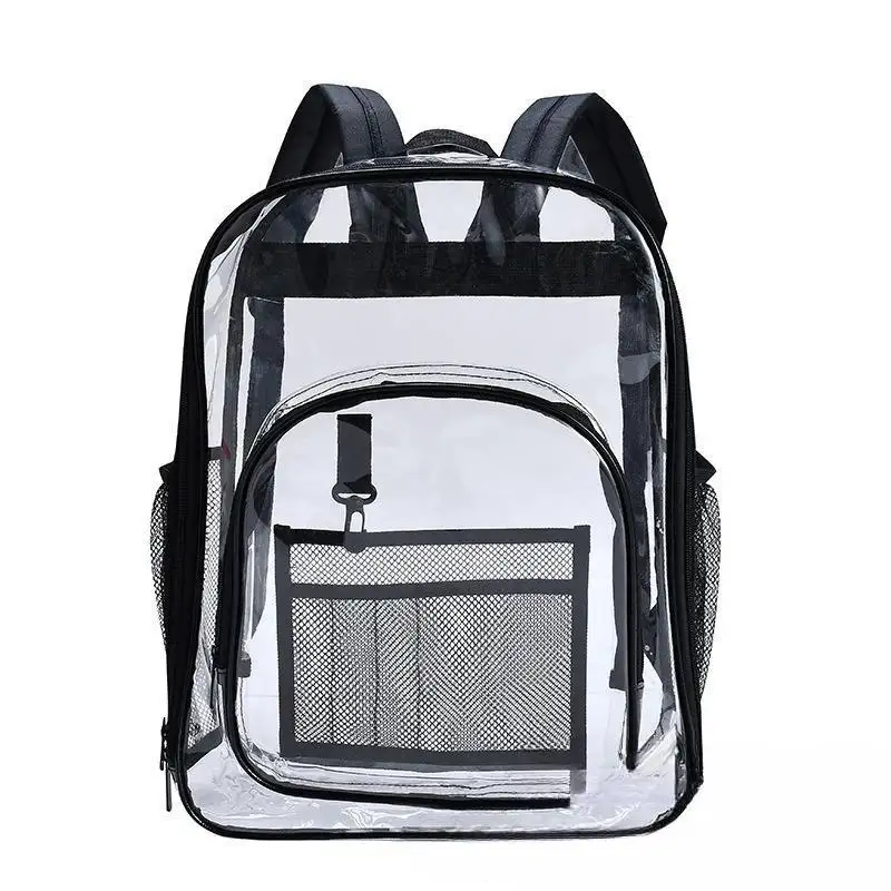 Wholesale book bag student outdoor School bag travel pvc transparent clear backpack for girls