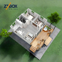 Casa Modular Prefabricada ZYBOX, Villa de Lujo Expandible de 20 pies/40 pies, Contenedor con Techo a Dos Aguas, Porche, Valla, Oficina, Edificio, Apartamento