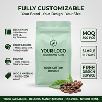 Sachet en plastique alimentaire écologique à fond plat avec logo personnalisé, thermoscellable, faible MOQ, 340g 500g 1lb, pour poudre protéinée