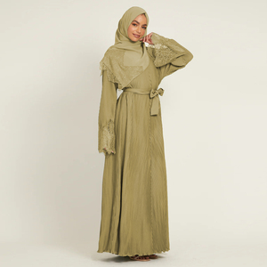 Lanna EID - Nouvelle Abaya Plissée en Organza à Dentelle Florale et Strass, Couleur Unie, Modeste, Style Dubaï, pour Femme Musulmane, Vêtement Islamique - Product Image 6