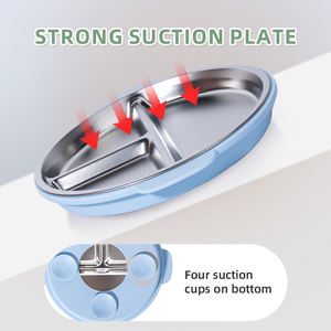 실리콘 흡입 식기와 아이 이중 벽 스테인레스 스틸 절연 그릇 식기 열 방지 인쇄 패턴 아기 그릇 - Product Image 4