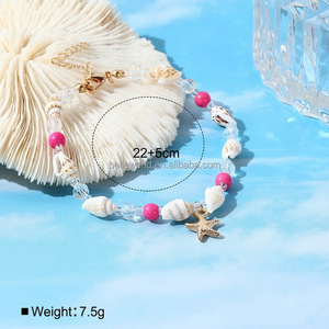Tobilleras de Venta caliente de BELLEWORLD para mujer, joyería de moda, tobilleras para niñas, joyería <span class=keywords><strong>tejida</strong></span> hecha a mano diaria para pies, <span class=keywords><strong>tobillera</strong></span> de concha con cuentas - Product Image 3