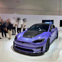 Pour Tesla Model S : Capot moteur avant en fibre de carbone style V, capots de voiture modifiés