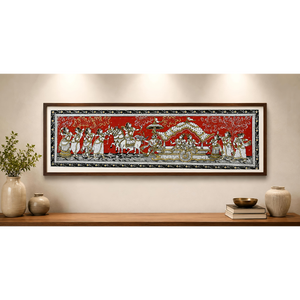 Décoration Murale Artisanale Indienne pour Cérémonies Divines - Origine Orissa - Idéale pour Intérieur et Salon - Product Image 1
