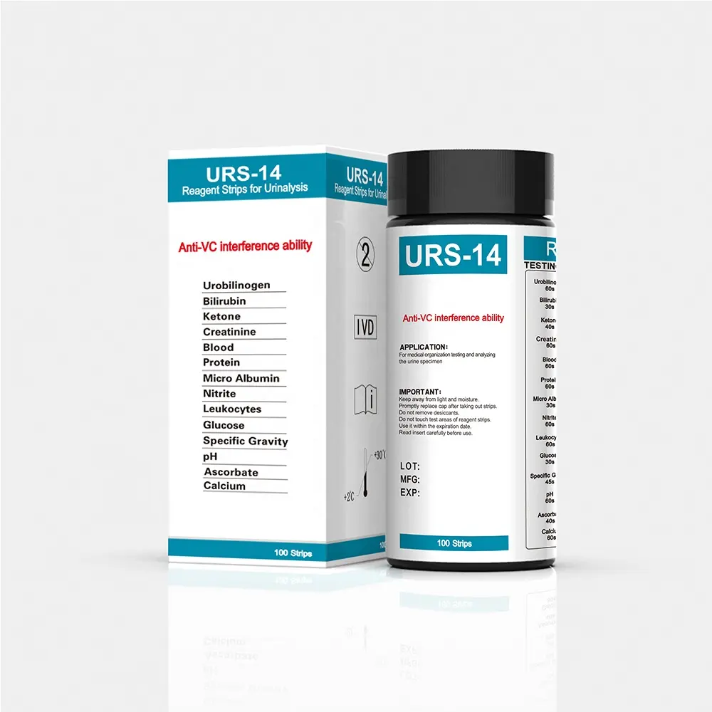 Bandelettes de Test d'urine, bandelettes de Test de réactif de diagnostic multiples pour l'analyse d'urine, URS-14 paramètres