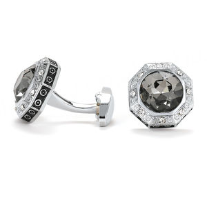 Hot Selling High Quality Octagonal Grey Crystal Alloy Cufflinks for Men Luxury Diamond Cuff Links Shirts - Product Image 6