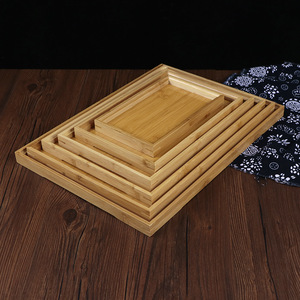 Bandeja de bambú de estilo japonés, bandeja rectangular para servir té, café, uso en hoteles y restaurantes, acabado de carbonización de color sólido - Product Image 1