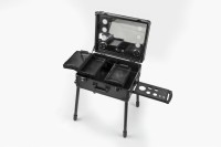 Valise de voyage professionnelle de luxe 22 pouces pour artistes, organisateur de cosmétiques, station de salon, avec Bluetooth intégré et grande fermeture éclair