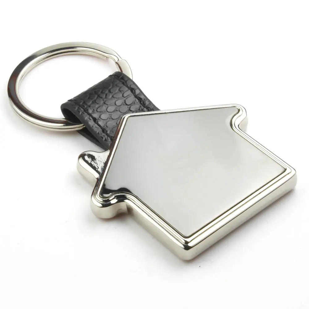 Metal Key Chain Wholesale Factory Custom Logo High Quality Blank Metal House Shaped Keychain