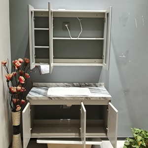 New White Bathroom Cabinet <b>Smart</b> <b>Mirror</b> Cabinet White Sink Suspended Cabinet Body - Product Image 2