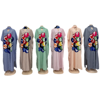 Nouvelle Robe Musulmane Imprimée à Rayures pour Femmes, Manches Courtes, Coupe Ample et Décontractée, Vente en Gros