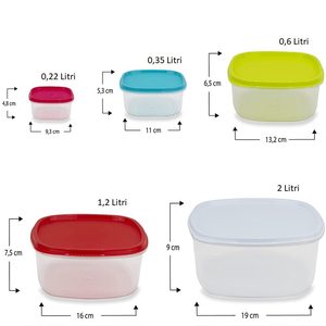 Ensemble de 5 contenants alimentaires en plastique carrés empilables avec couvercles hermétiques pour la cuisine - Product Image 3