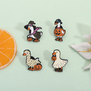 Boney Ganse Skelet Email Pin Grappige Halloween Gans Pompoen Broche Revers Badge Sieraden Accessoires Cadeau Voor Vrienden Groothandel - Product Image 2