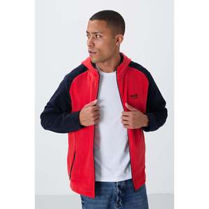 Sweat-shirt à capuche en polaire Air Jones Connell Fiesta pour homme, rouge, décontracté, respirant, avec poches, idéal pour l'automne - Product Image 3