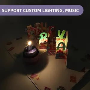 Winpsheng Custom 3D Pop-Up Musical Light Birthday Card Novelty Gifts With Paper Envelopes Factory Direct