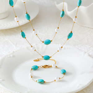 Fashion <strong>Jewelry</strong> Set Handmade <strong>Turquoise</strong> Beaded Necklace Bracelet Sets For Women T150 - Product Image 4