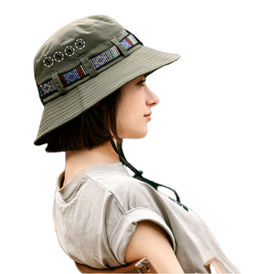 Chapeau de soleil en jean personnalisé avec logo, motif lettres et nœuds, protection UV, pour activités de plein air, sports d'été, randonnée, camping, pêche, vente en gros - Product Image 1