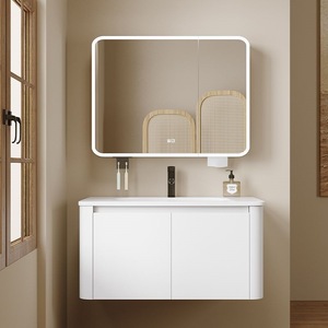 <span class=keywords><strong>Meuble</strong></span> de salle de bain épaissi et peu encombrant, couleur crème, lavabo à coins arrondis, <span class=keywords><strong>meuble</strong></span> simple pour lavage du visage et des mains - Product Image 3