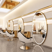 Miroir de coiffeur mural ovale rond lumineux à écran tactile intelligent moderne CF pour salle de bain