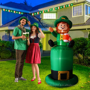 Inflable Impermeable de 6 Pies para el Día de San Patricio, Duende Sentado en un Sombrero con Luces LED, Decoración para Jardín/Césped, Hogar, Fiesta - Product Image 4