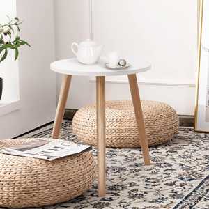 Tavolino da Caffè Rotondo in Legno Bianco 38x38x39 Cm Design Moderno Tavolo Basso con 3 Gambe in Legno Naturale - Product Image 6