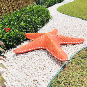 Sculpture d'étoile de mer en fibre de verre, décoration de jardin extérieure, forme animale peinte, à poser au sol - Product Image 1