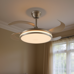 Modern 42 Inch <b>LED</b> Ceiling Fan Light With Retractable Blades DC Motor Remote <b>Control</b> Silent Operation Living Room Flush Mount - Product Image 2