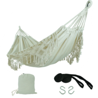 GSD Outdoor Canvas Macramé Swing Hamac Indoor Large Double Cotton Hamac With Fringe Beach Yard Hanging Chair