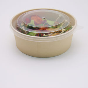 Kingwin personalizzato rotondo quadrato 14oz zuppa di acqua di riso insalata di carta kraft ciotola di mache con coperchio - Product Image 5