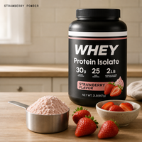 Poudre de protéines de lactosérum à marque privée, saveur fraise, complément nutritionnel sportif pour la prise de masse musculaire, OEM ODM, vente en gros