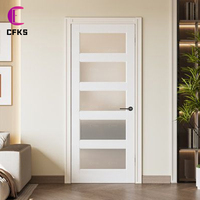 Porte intérieure moderne en MDF avec verre dépoli, porte battante moderne avec design intimité pour chambre et salle de bain