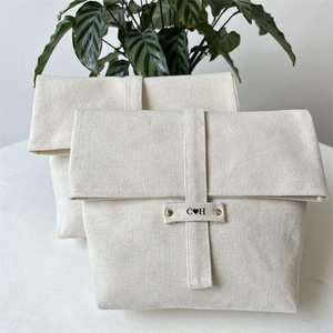 Bolsa de Cosméticos Personalizada CH, de Lona Reciclada con Cierre de Solapa y Parche con Logotipo, para Maquillaje, Ropa, Regalos - Product Image 4