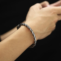Bracelet Double Dragon en Acier Inoxydable à Breloque Vintage Tête de Bracelet Bracelet Réglable Ouvert pour Hommes Bracelet en Acier Bijoux