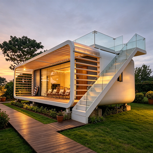 บ้านคอนเทนเนอร์สมาร์ททันสมัย โครงสร้างเหล็กสำเร็จรูป ติดตั้งรวดเร็ว โรงแรมเคลื่อนที่ ห้องนั่งเล่น ได้รับการรับรองมาตรฐาน CE เป็นมิตรกับสิ่งแวดล้อม - Product Image 1