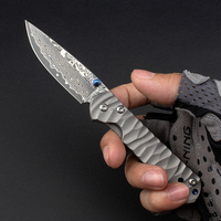 Nieuw Ontwerp Titanium Handvat Zak Vouwmes D2 Damascus Outdoor Camping Industriële Utility Fruit Messen Diy Oem Cadeau Mes
