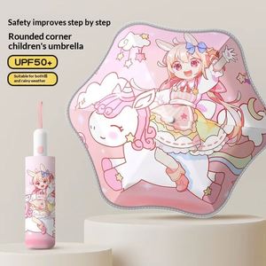 Parapluie OEM pour enfants, design de dessin animé, entièrement automatique, pliable en trois, protection UV, imperméable, polyester, baleines en acier, pour garçons et filles, primaire - Product Image 2