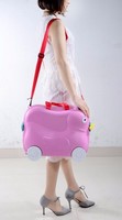 Valise à roulettes pour enfants en forme de canard mignon, 3-en-1, bagage à main de dessin animé, en PP durable et léger, avec serrure et barre de traction, boîte de voyage à roulettes