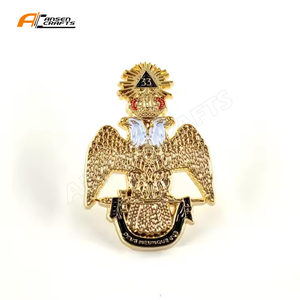 Pin de Solapa Masónico de Doble Corona de Águilas de <span class=keywords><strong>33</strong></span> <span class=keywords><strong>Grados</strong></span>, Insignia Masónica, Insignia de Francmasonería - Product Image 3