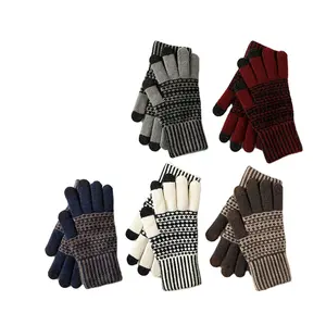Fashion New Touch Screen winter Men Gloves Supplier Of Winter Velvet Gloves Anti Cold Keeping Wool Knitted Gloves