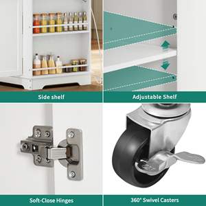 รถเข็นครัวเคลื่อนที่ขนาดใหญ่ Sunrise 60 นิ้ว พร้อมตู้เก็บของ ที่วางของกลางแบบไม้  พร้อมเต้ารับไฟฟ้า  หน้าโต๊ะแบบพับได้  วัสดุสแตนเลส - Product Image 5