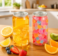 Bouteille en plastique PET pour jus de qualité alimentaire avec bouchon à ouverture facile, transparente, 200 ml-500 ml, pour l'emballage de boissons en entreprise