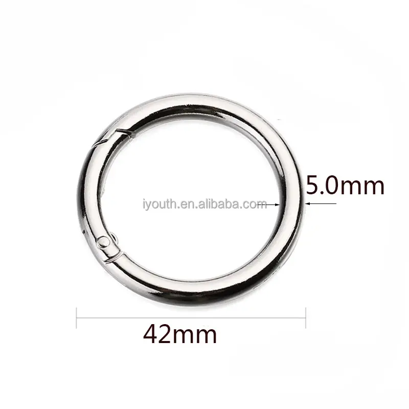 Llavero de Metal de 5,0x45mm para calendario, tarjeta, bolsa, accesorios, correa para bolsa, hebilla de Metal abierta, anillos redondos, anillo de resorte