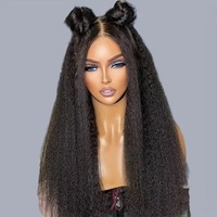 Perruques Afro Transparentes à Dentelle Frontale Style Européen et Américain, Naturelles et Volumineuses, Haute Densité, pour le Marché Africain (Vente en Gros)