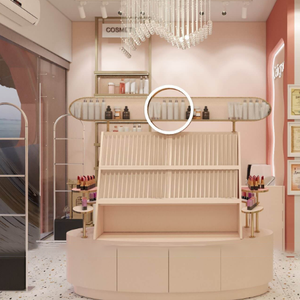 Présentoir de Comptoir de Maquillage Rose en Bois, Design Moderne pour Magasin de Cosmétiques, Présentoir de Produits de Beauté, Style LUX - Product Image 5