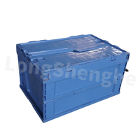 LongShenghe Boîte de récipient en plastique recyclable empilable pliable Caisse pliante de stockage pliable avec couvercle
