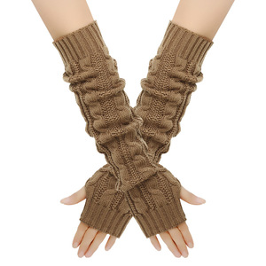 Femmes hiver chaud tricoté bras plus chaud gants mitaines longues sans doigts pouce trou gants sport cyclisme pêche utilisation quotidienne en plein air - Product Image 1