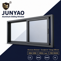 Fenêtre coulissante en aluminium JUNYAO à isolation thermique, hermétique, NFRC 2.0mm, verrouillage multipoints, double vitrage, CE, ODM, extérieur, villa