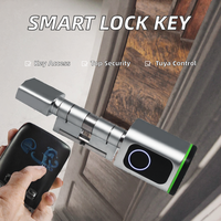 Serrure cylindrique intelligente Euro pour porte en bois avec empreinte digitale, mot de passe, carte RFID, clé, déverrouillage par carte mémoire, application Tuya TTLock